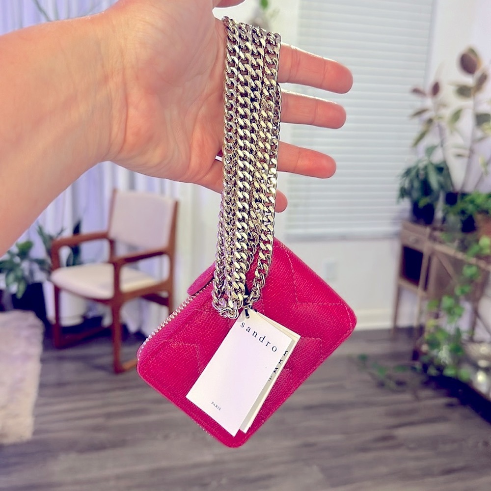 Sandro Wallet on Chain Mini Bag Hot Pink